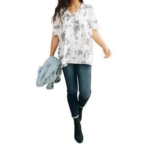 NEW CHERISH washed away top in ivory tie dye